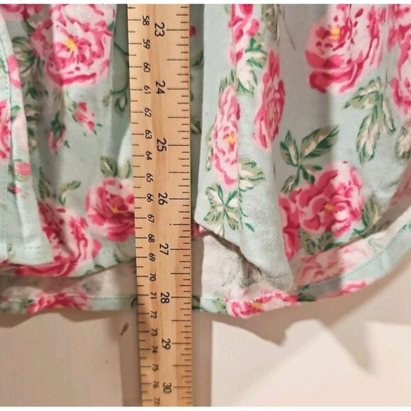 Lanz of Salzburg Flannel Pajamas 2 Piece Mint Green Pink Roses NWT 1X Floral - Picture 8 of 16